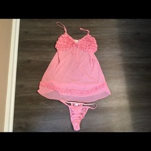 Pink teddy with matching thong